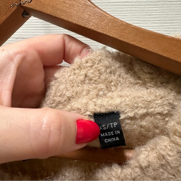 ATM Tan Beige Sweater crew fringe  XS - Picture 3 of 7